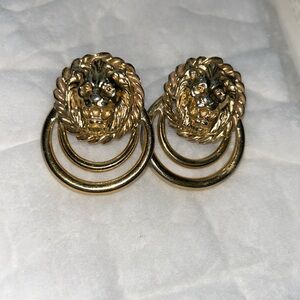 Vintage Anne Klein Door Knocker Earrings Gold twist clip on
